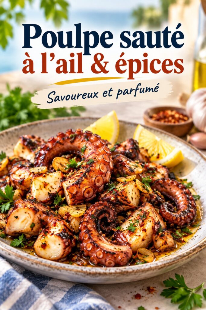 Un plat de pouple sauté à l'ail et épices en pleine nature lors d'un moment de camping.
