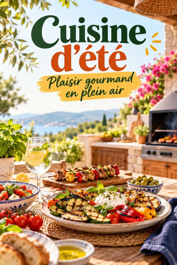 Des plats estivaux appétissants préparés en plein air lors d'un camping.