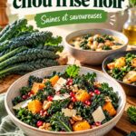 Un plat de chou frisé noir sauté avec d'autres légumes en camping