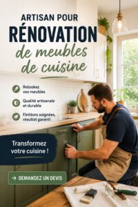 Cuisine rénovée avec des meubles modernes et fonctionnels.