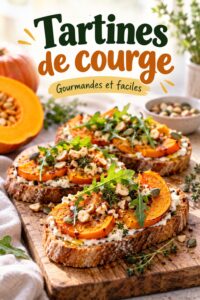 Assiette de tartines de courge garnies de légumes frais
