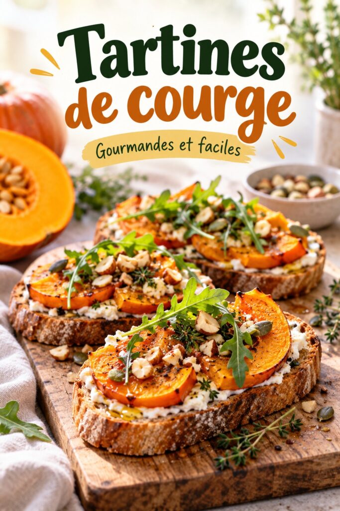 Assiette de tartines de courge garnies de légumes frais