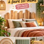Tête de lit DIY moderne en bois et tissu, apportant une touche chaleureuse à la chambre.