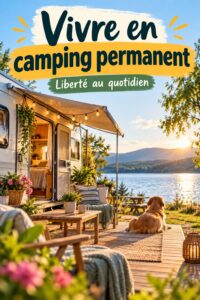 Un espace de vie aménagé en camping, avec une cuisine extérieure et un coin détente.