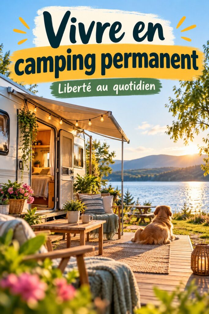 Un espace de vie aménagé en camping, avec une cuisine extérieure et un coin détente.